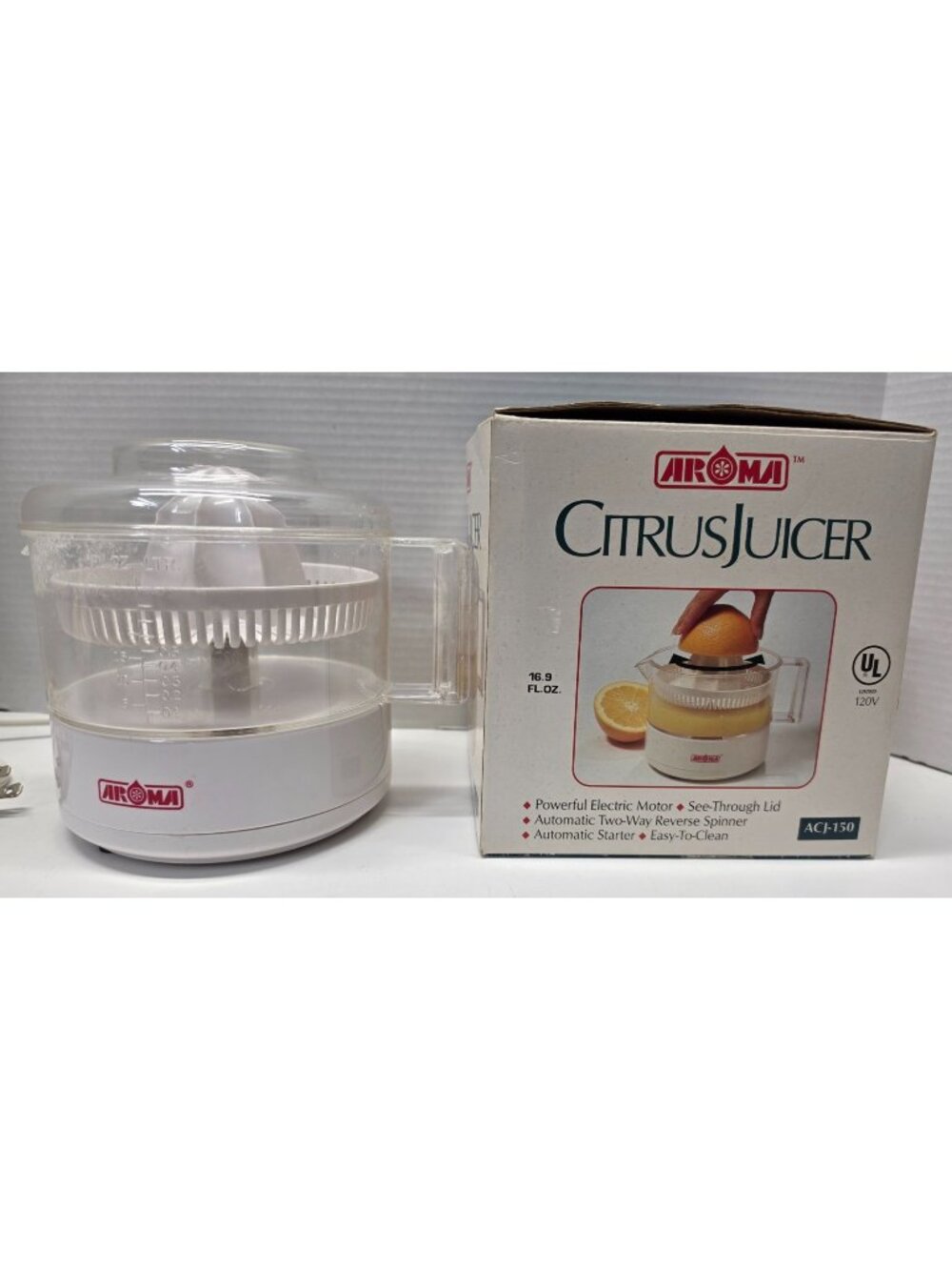 1995 Aroma ACJ-150 Electric Citrus Juicer 16.9 oz w/ Box & Manual
